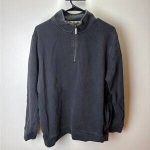 Pendleton-men’s 1/4 Zip Pullover Sweater Metal Zipper Black Sz L